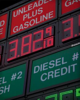 a gas station sign showing diesel and cash by Jack Prichett courtesy of Unsplash.