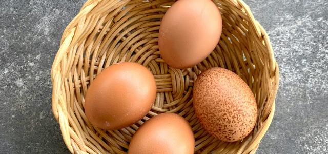 brown eggs in brown woven basket by Ash Hayes courtesy of Unsplash.